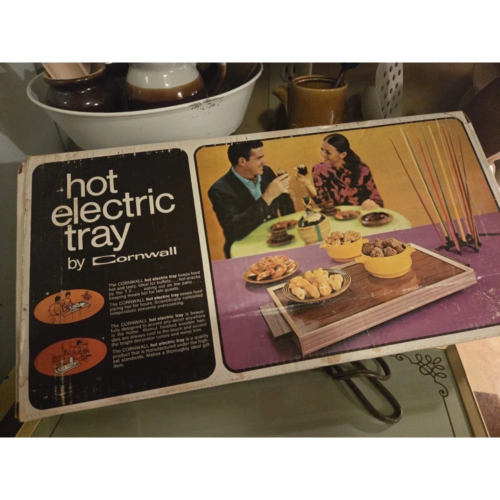 Vintage Cornwall Hot Plate Electric Tray Avocado Food Warmer MCM Works!!
